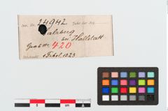 Etiketten zu Bronzetutulusscheibenfibel (NHMW-PRAE-024942)